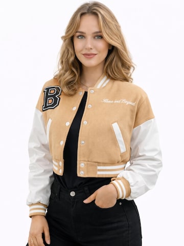 Worldclassca Between-Season Jacket 'Crop College Bomber Jacket' in Beige: front