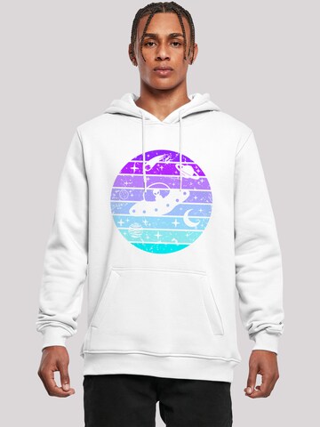 Sweat-shirt 'Retro Alien Weltraum Sonnenuntergang' F4NT4STIC en blanc : devant