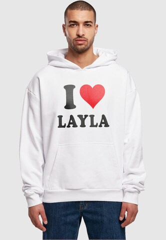 Merchcode Sweatshirt 'I Love Layla' in Wit: voorkant