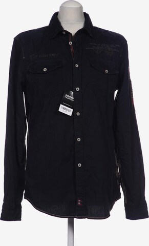 CAMP DAVID Button Up Shirt in M in Black: front