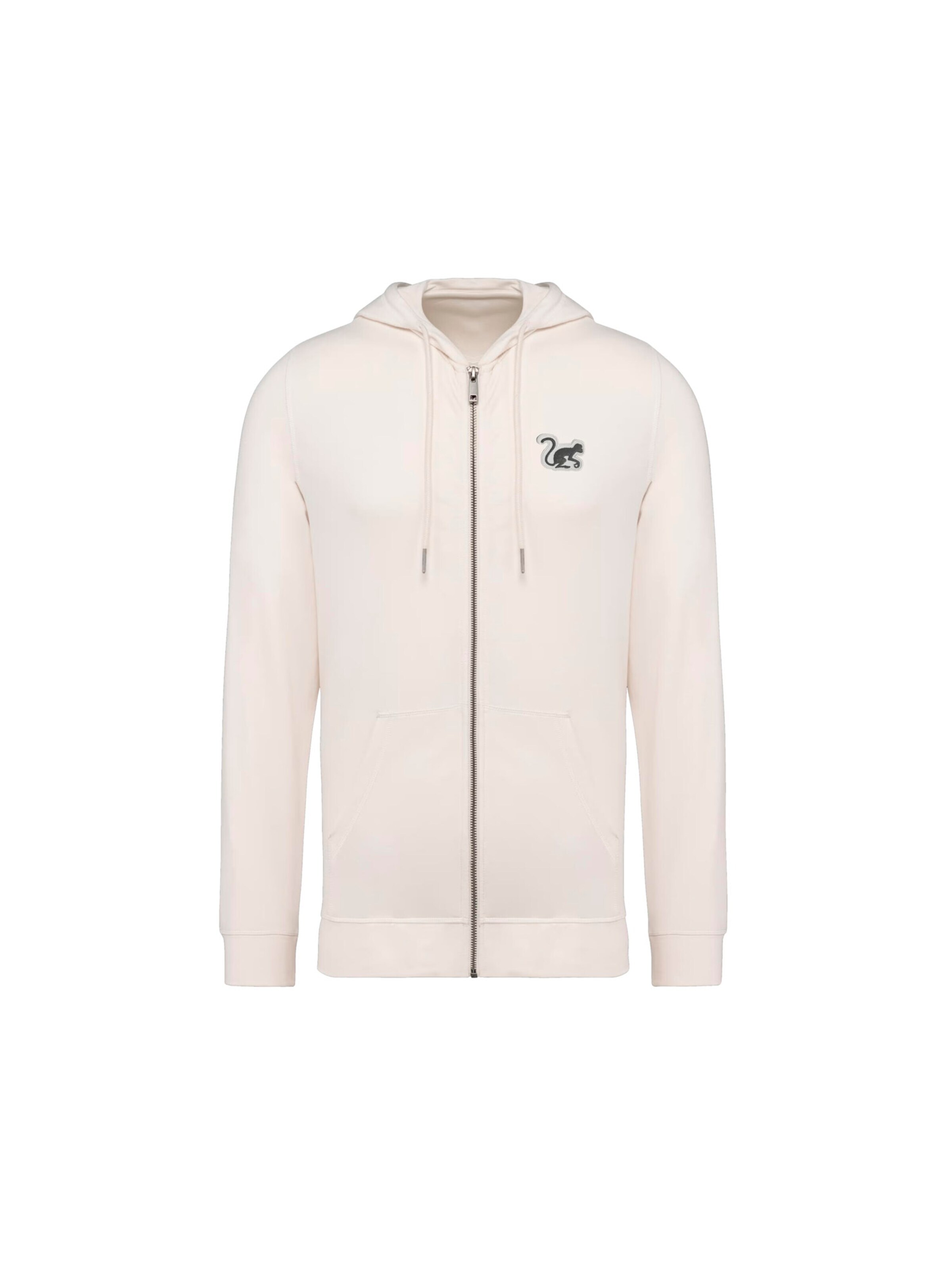 Surf Monkey Zip-Up Hoodie in White: front