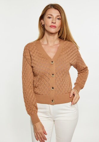 Usha Knit Cardigan in Brown: front