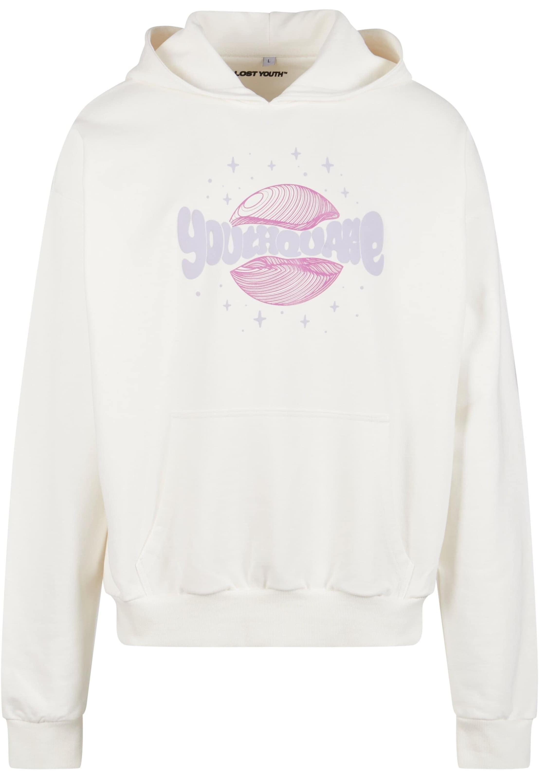 Sweat-shirt 'Qauke V.2' Lost Youth en blanc : devant