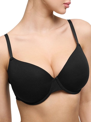cfab by creamy fabrics T-shirt Bra 'Baumwoll T-Shirt-BH mit Bügel' in Black