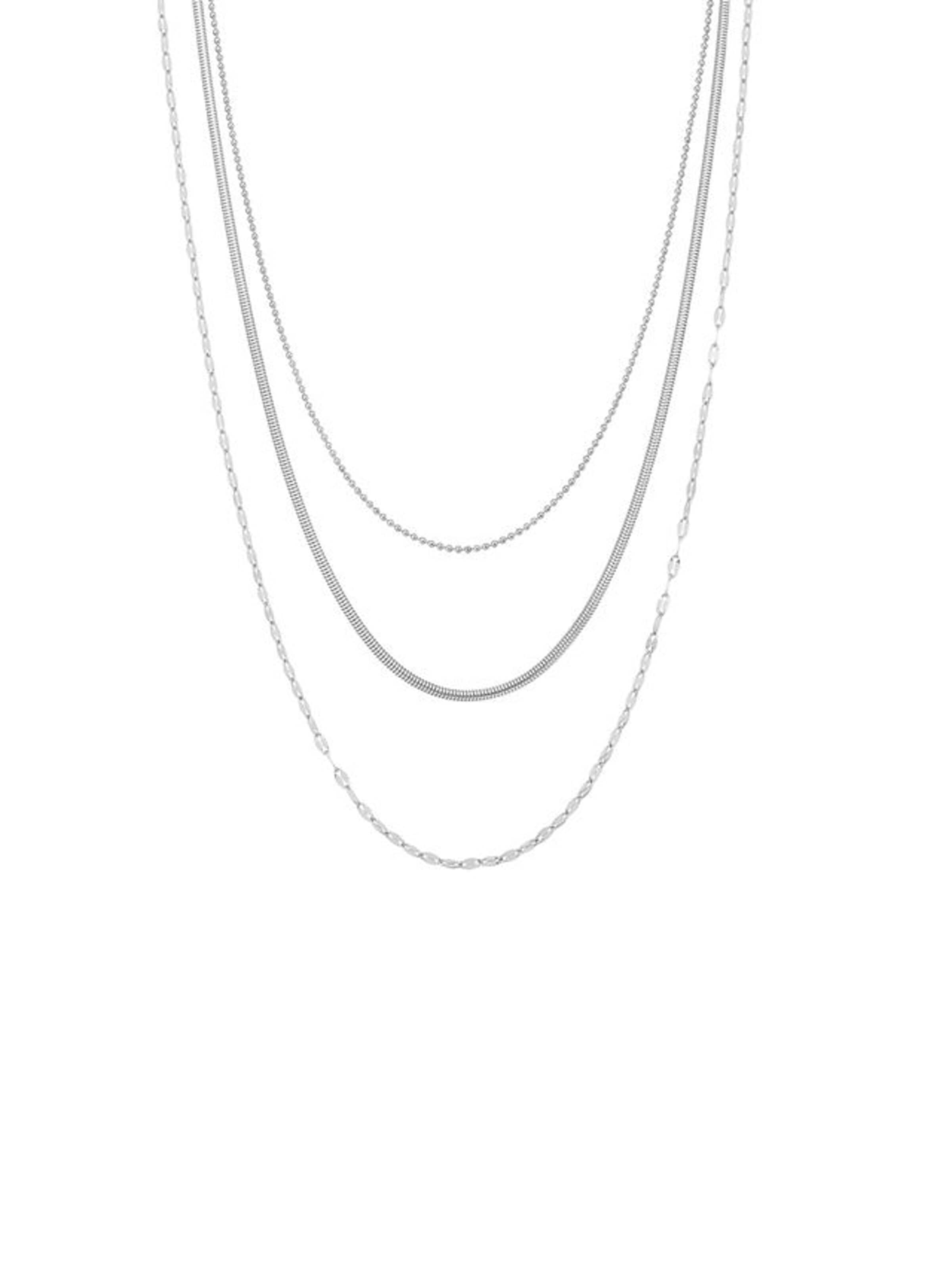 Hey Happiness Ketting 'Fine Triple Layer' in Zilver: voorkant