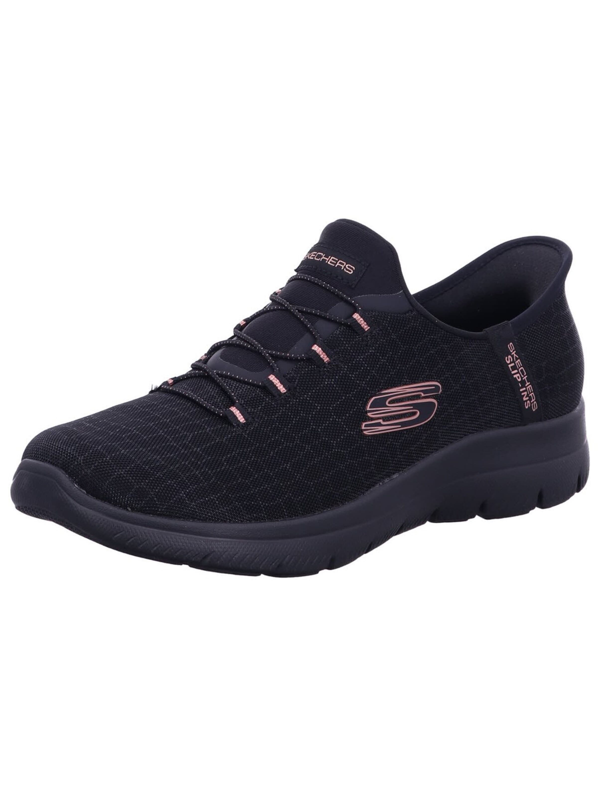 Scarpa slip-on 'Slipper Damen 150128 BKGD Kunststoff (Synthetik) in schwarz' di SKECHERS in nero: frontale