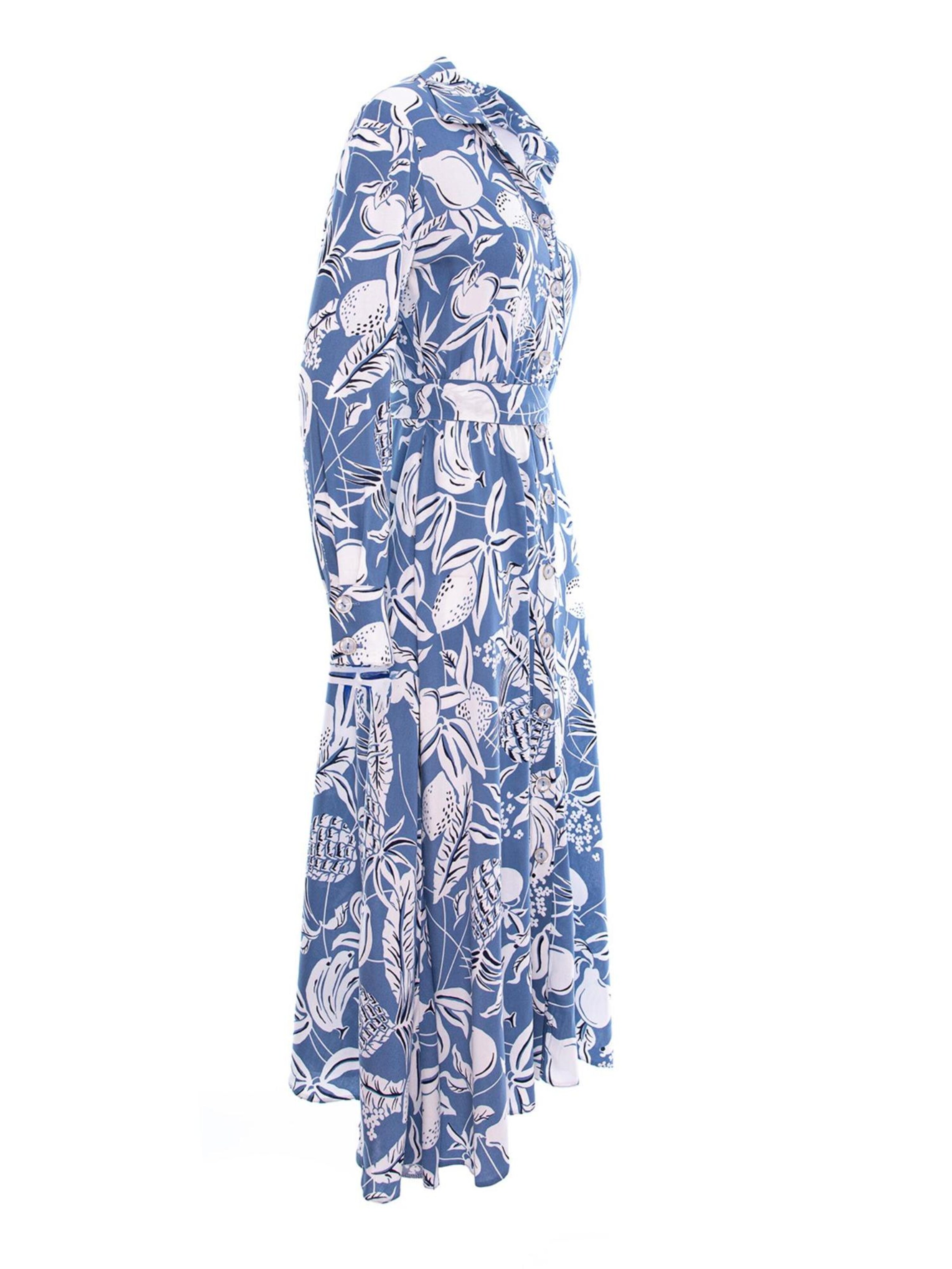 Couture de Marie - Vestido camisero 'Raya' en azul