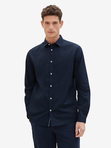 Coupe regular Chemise TOM TAILOR en bleu : devant