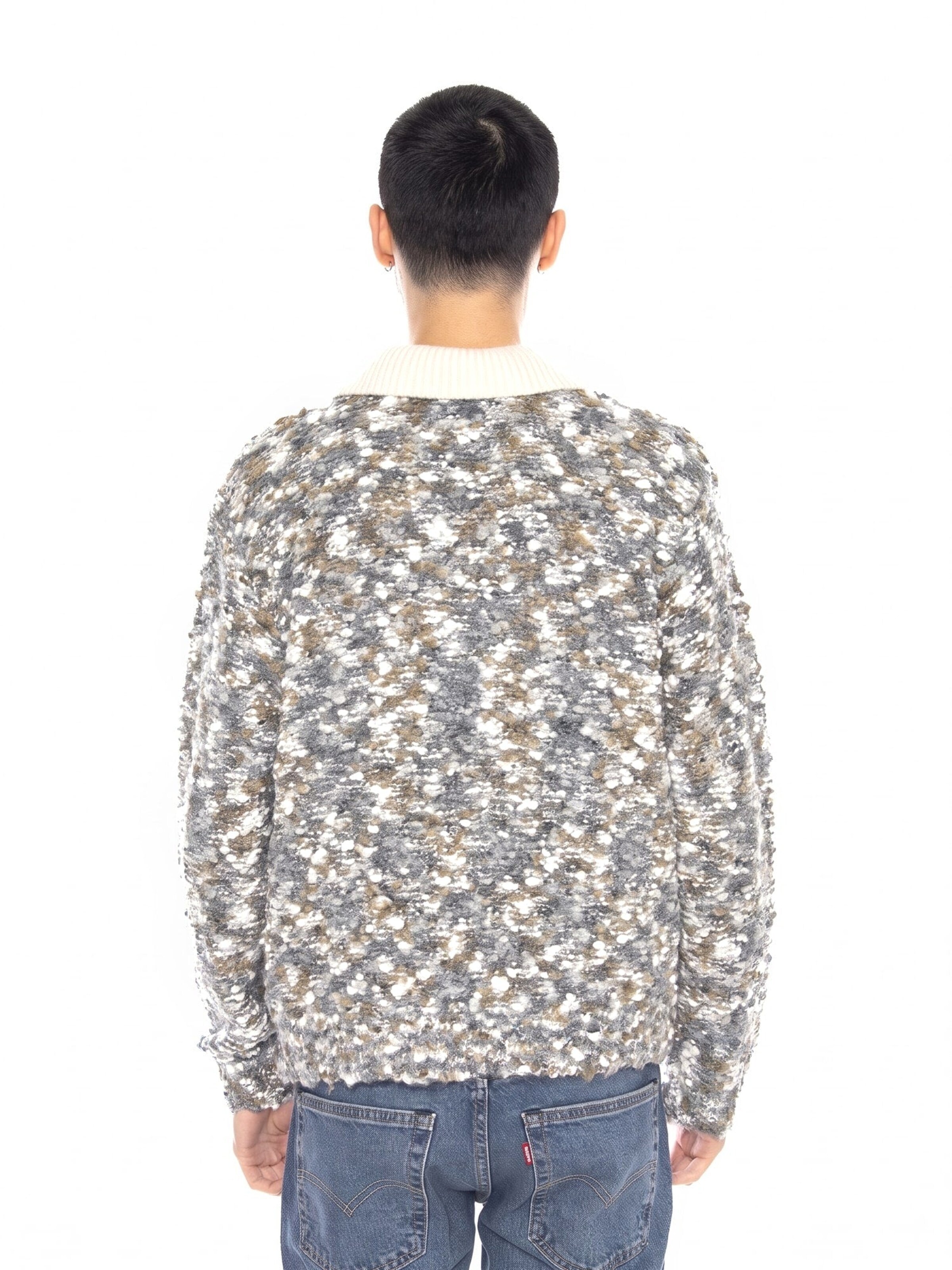 Obey Pullover 'Reuben Sweater Polo Grey / Multi -- Men's Long Sleeve Polo Grey / Multicolor Men' i grå