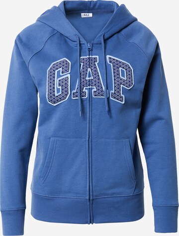 GAP Zip-Up Hoodie 'NOVELTY' in Blue: front
