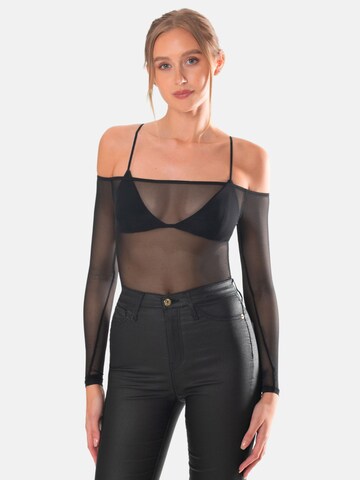 OW Collection Shirt Bodysuit 'MORGAN' in Black: front