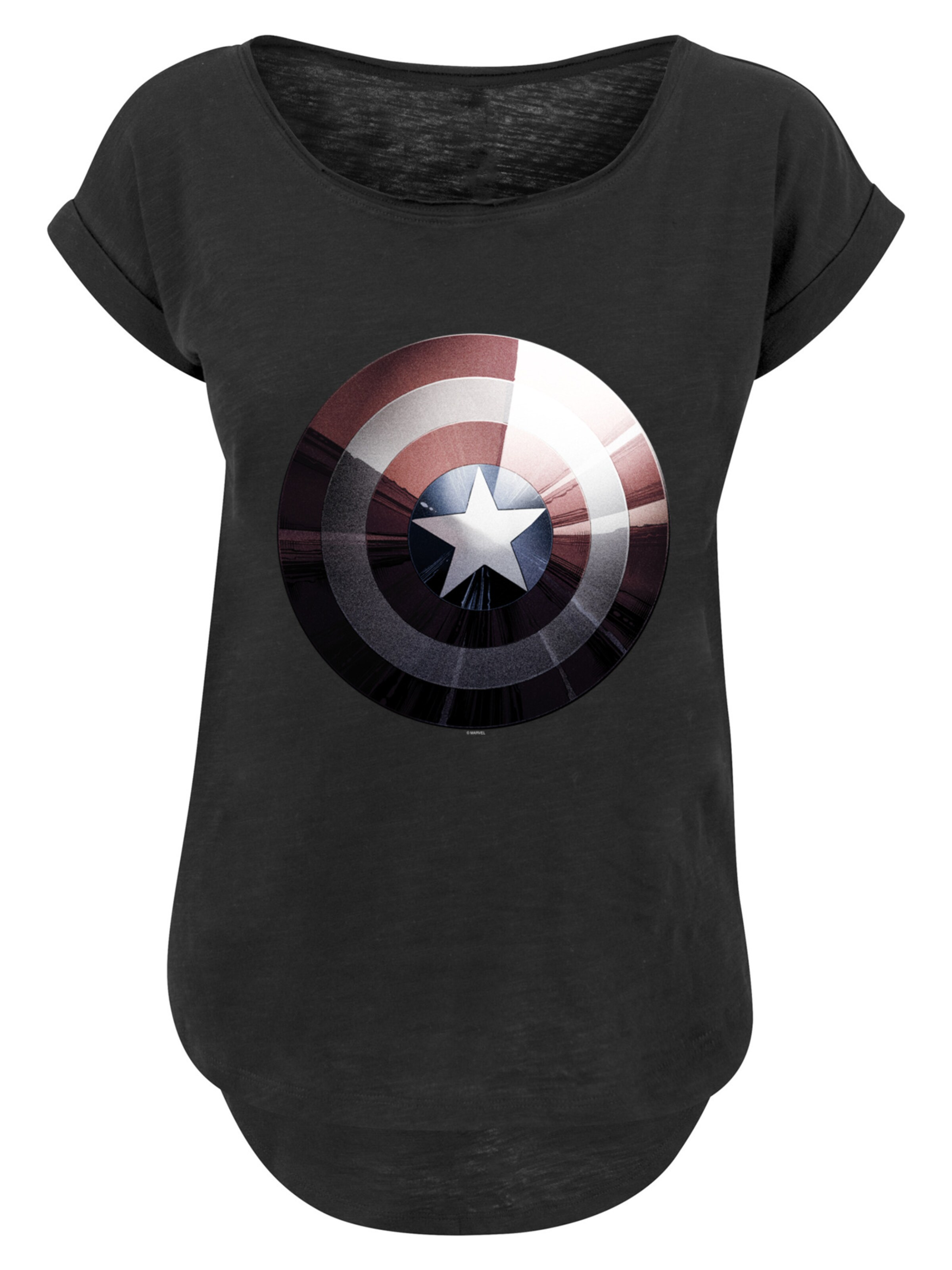 T-shirt 'Marvel Captain America Shield' F4NT4STIC en noir : devant