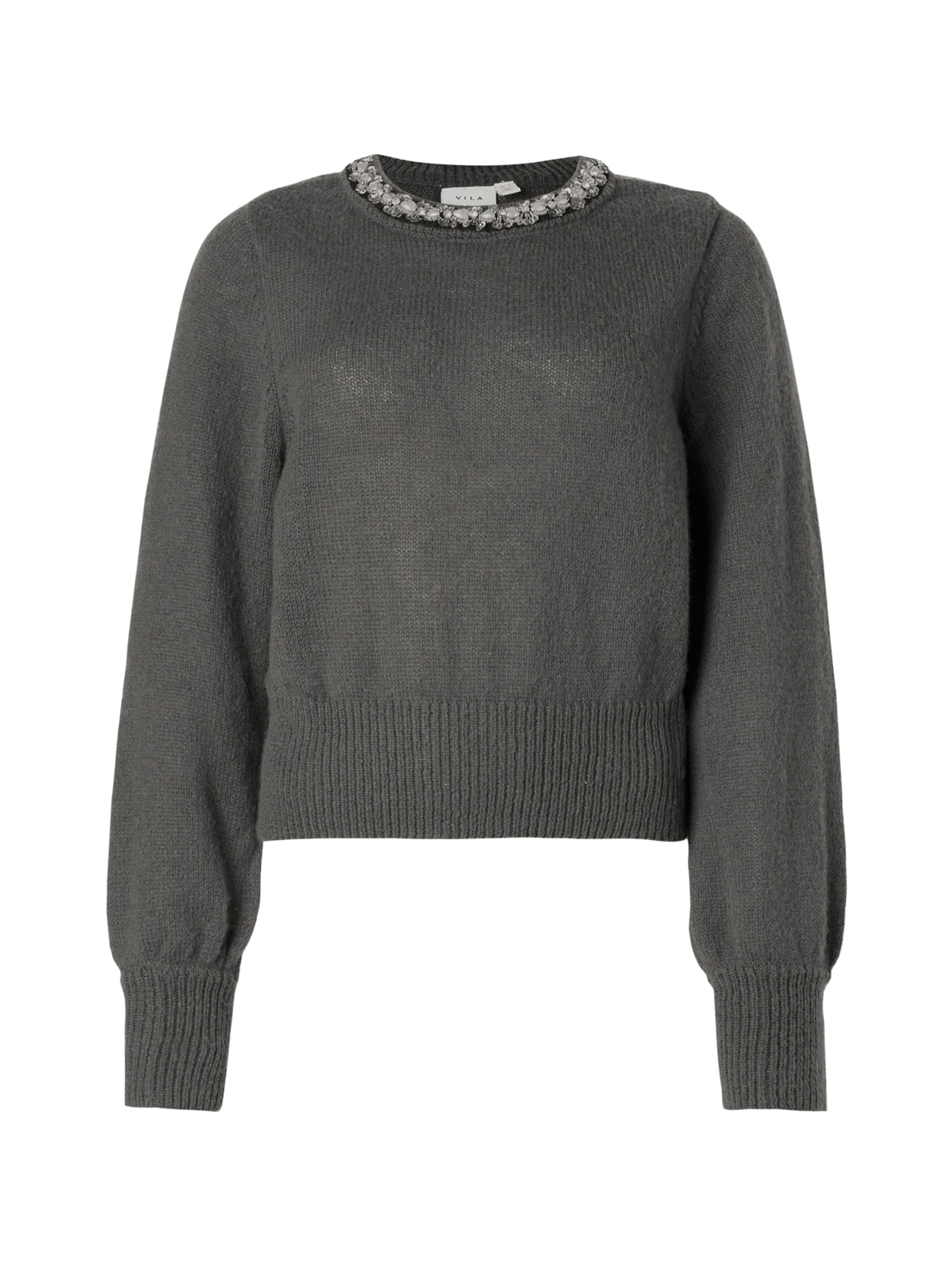 VILA Пуловер 'VIALICE' в сиво: отпред