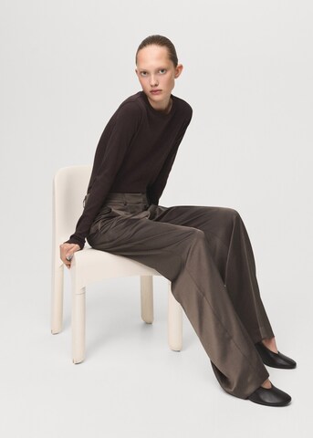 MANGO Wide leg Pleated Pants 'Rob-W' in Brown