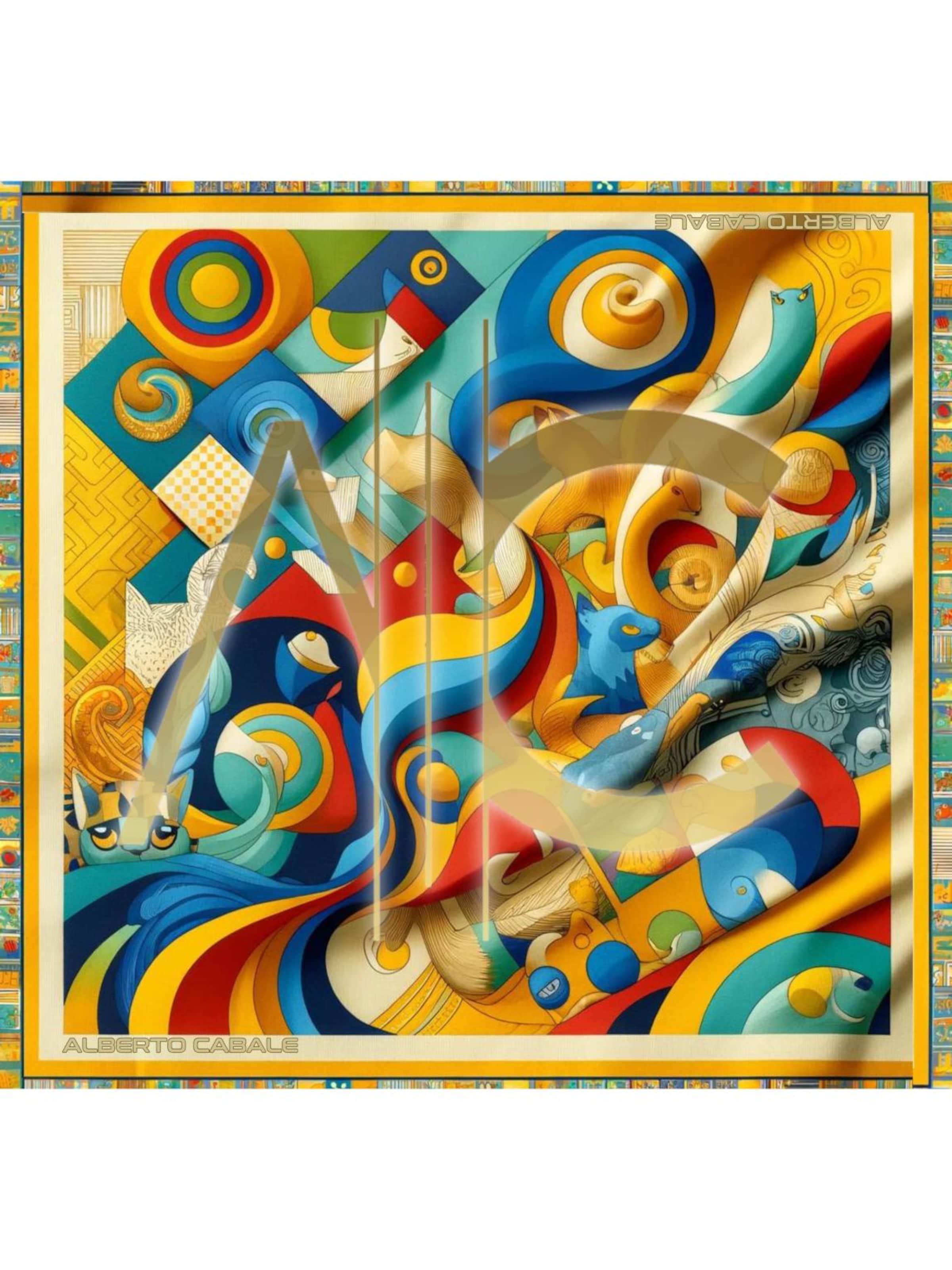 alberto cabale Écharpe 'Dreaming Cléo' en 60 x 60 en mélange de couleurs, Vue avec produit