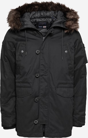 Parka de iarnă de la Superdry pe negru: față