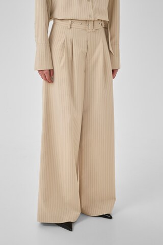 My Essential Wardrobe Wide leg Pleat-Front Pants 'VittaMW' in Beige