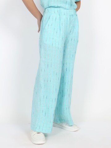 VICCI Germany Wide Leg Stoffhose  mit eingewebten Streifen in Blau