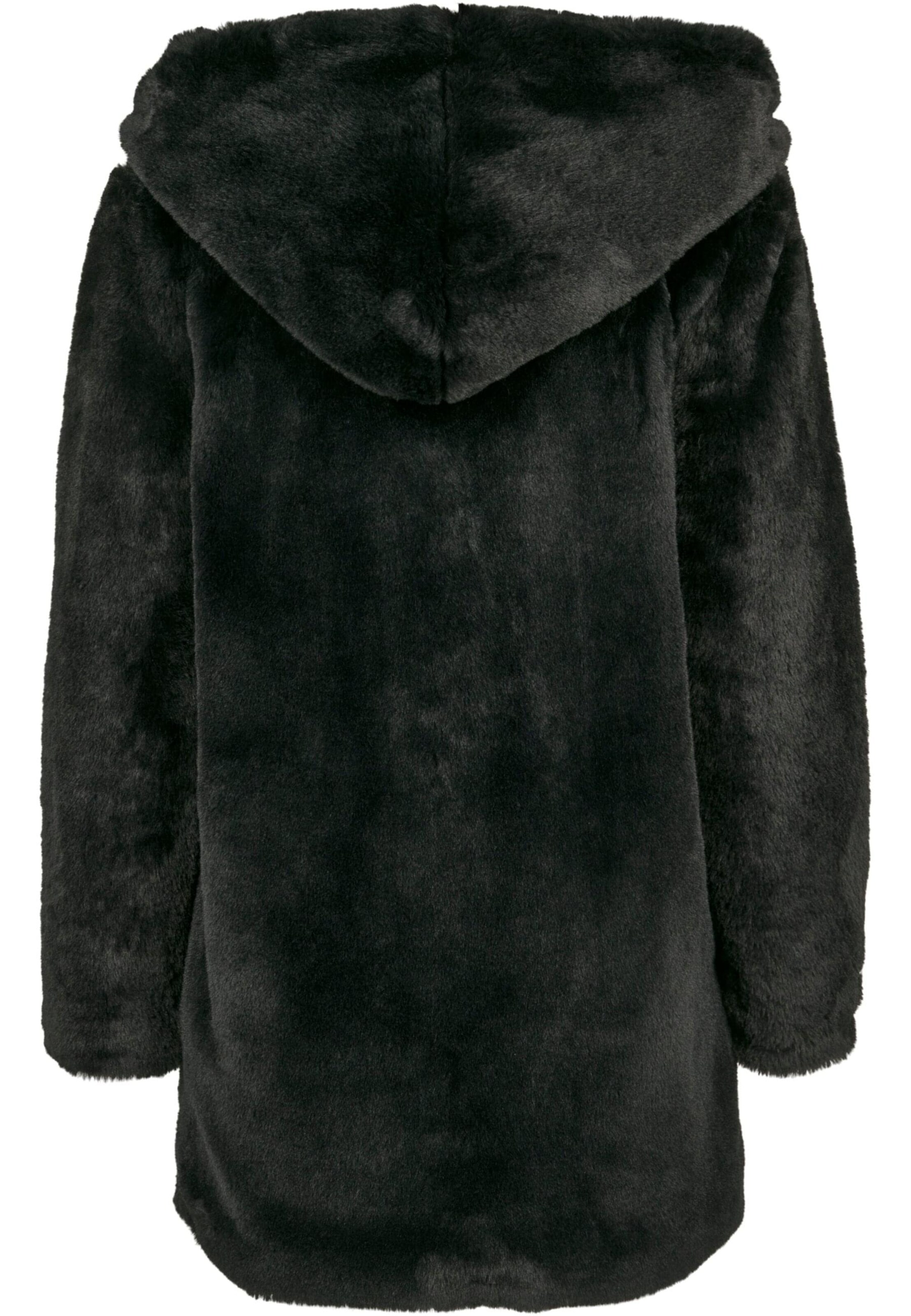 Urban Classics Демисезонное пальто ' Ladies Hooded Teddy Coat ' в Черный