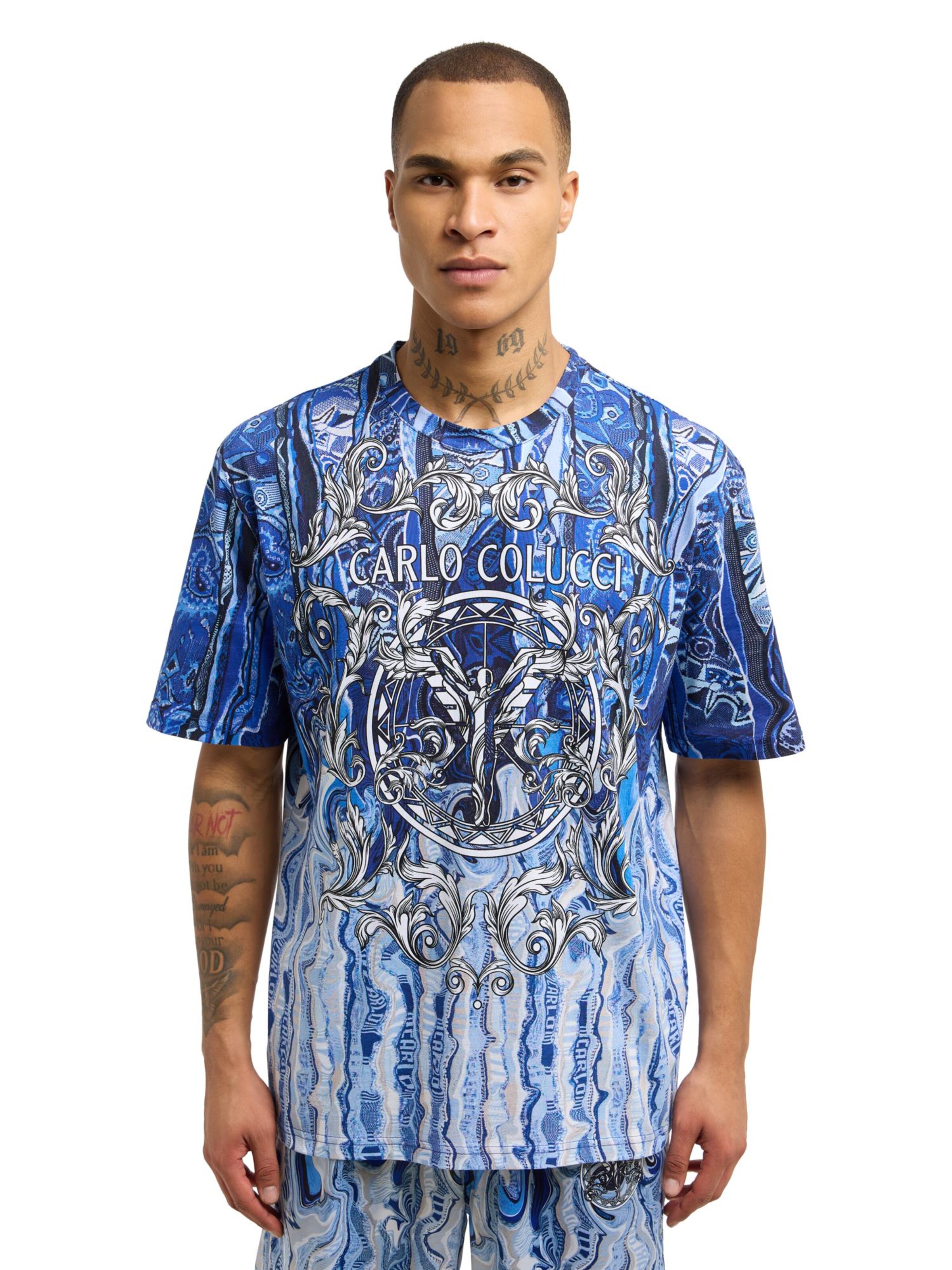 Carlo Colucci Shirt 'Osso' in Blauw: voorkant