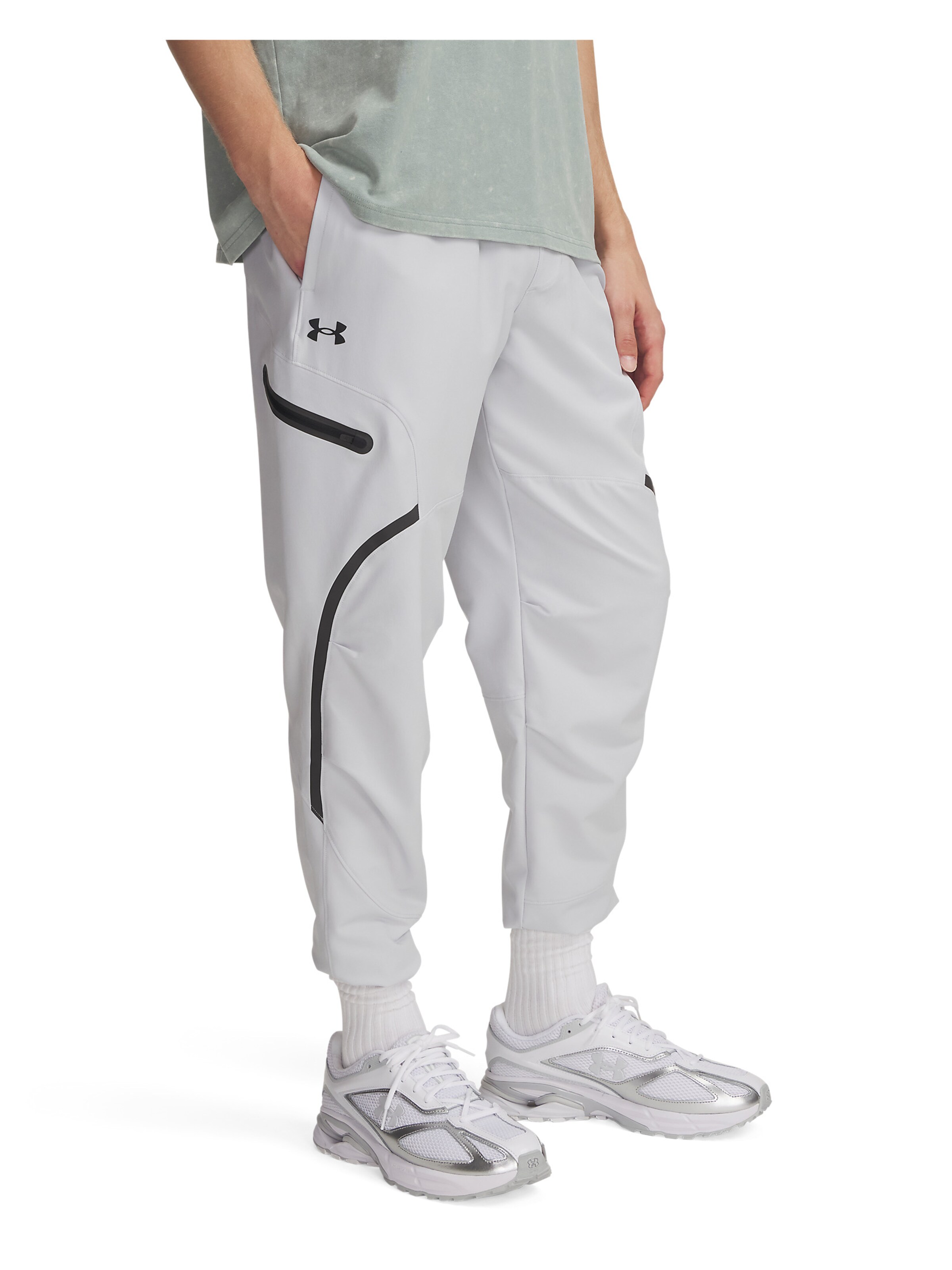 UNDER ARMOUR Szabványos Sportnadrágok 'Unstoppable' - szürke: oldalt