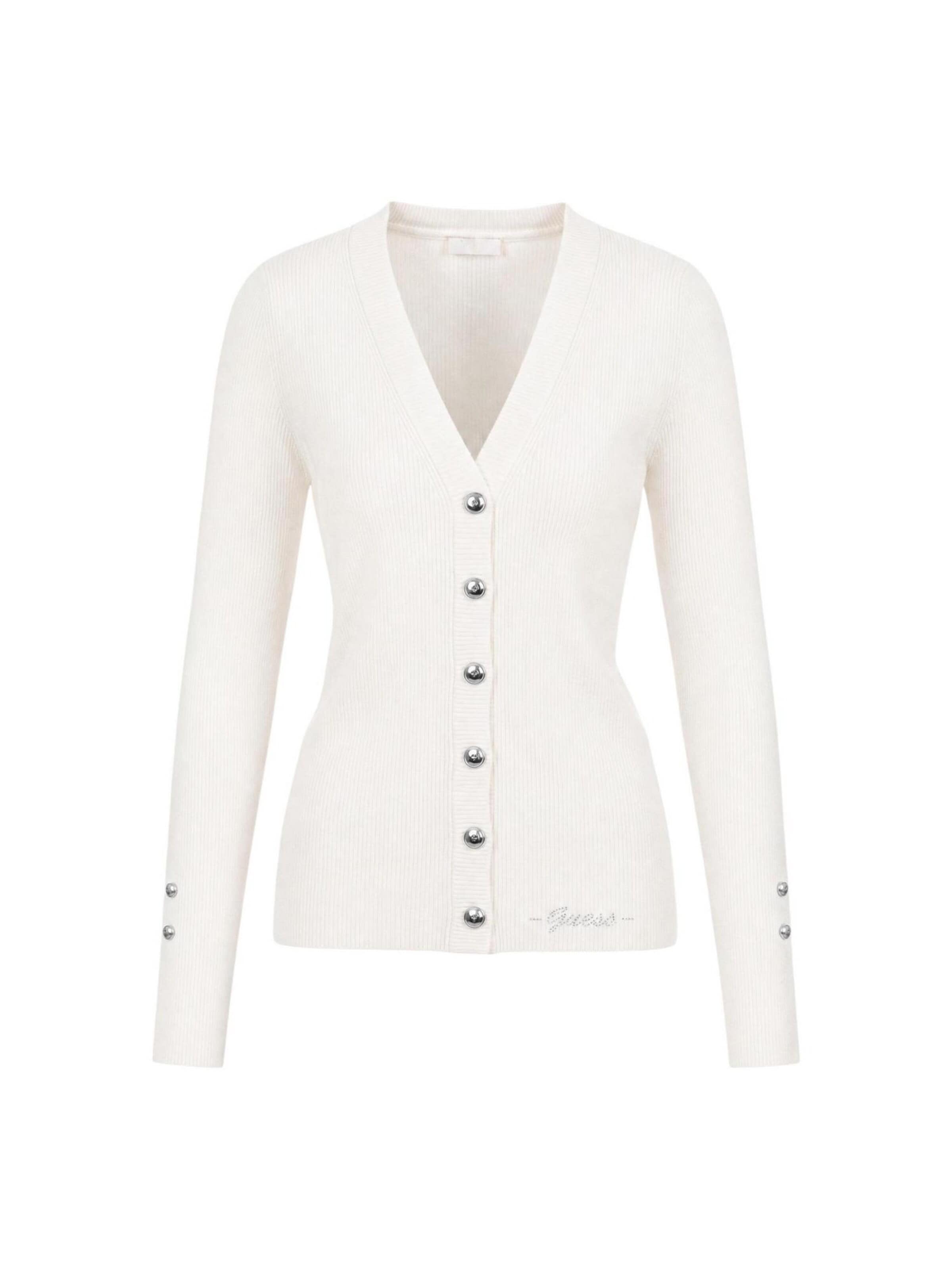 GUESS Knit cardigan 'ELLIE' in White: front