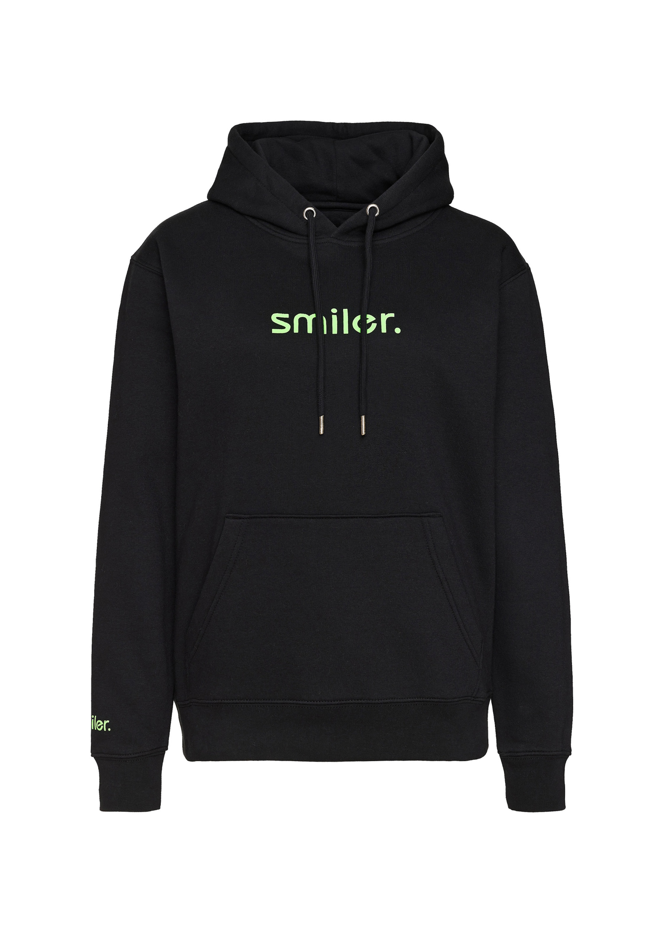 smiler. Sweatshirtkapuzenpul 'Buddy' in Schwarz: Vorderseite