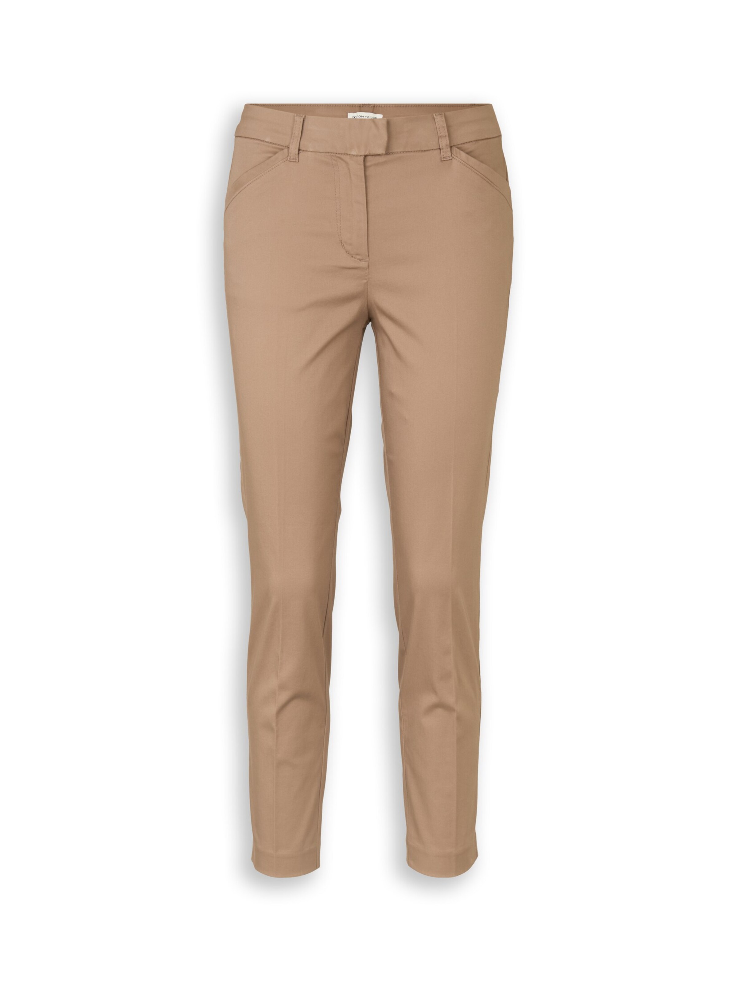 Coupe slim Pantalon à plis 'Mia' TOM TAILOR en marron : devant