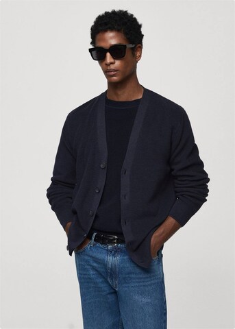 MANGO MAN Knit Cardigan in Blue: front