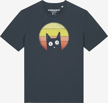 Watapparel Shirt 'Sunset Cat' in Grey: front
