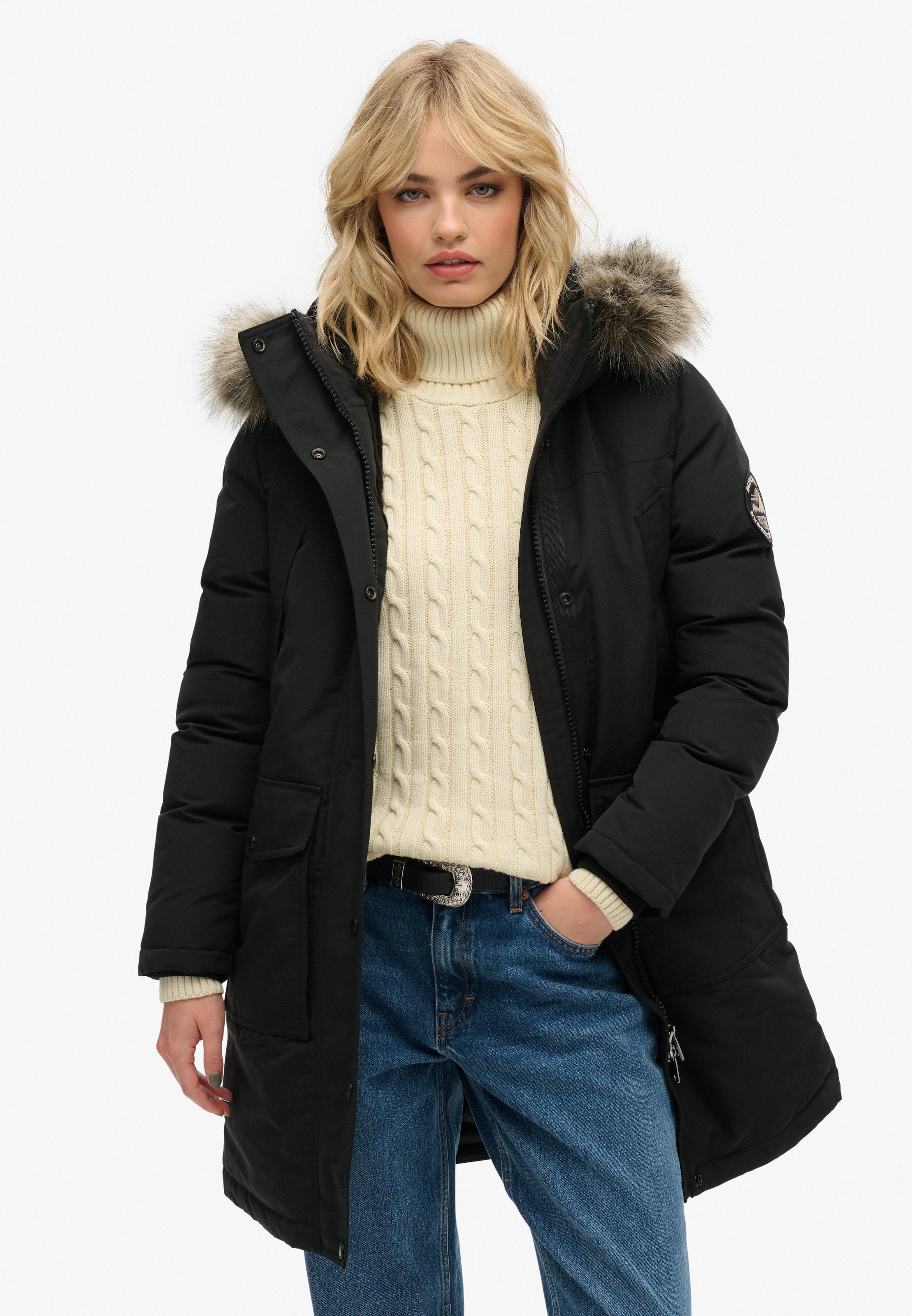 Superdry & Co Winterparka 'Everest' in Zwart: voorkant