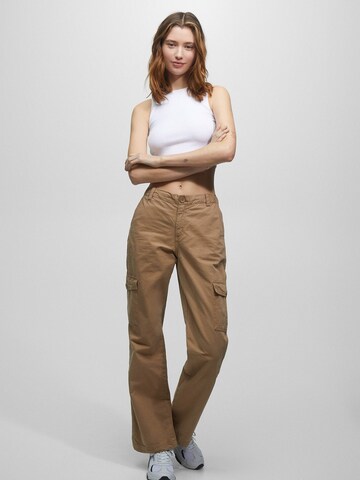 Pull&Bear Wide leg Cargobroek in Bruin: voorkant