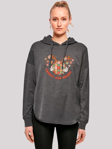 F4NT4STIC Sweatshirt 'Groovy And Bright Christmas Disco Deer' in Grau: Vorderseite