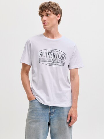 balts Jack & Jones Premium T-Krekls 'JPRBLUNOAH': no priekšpuses