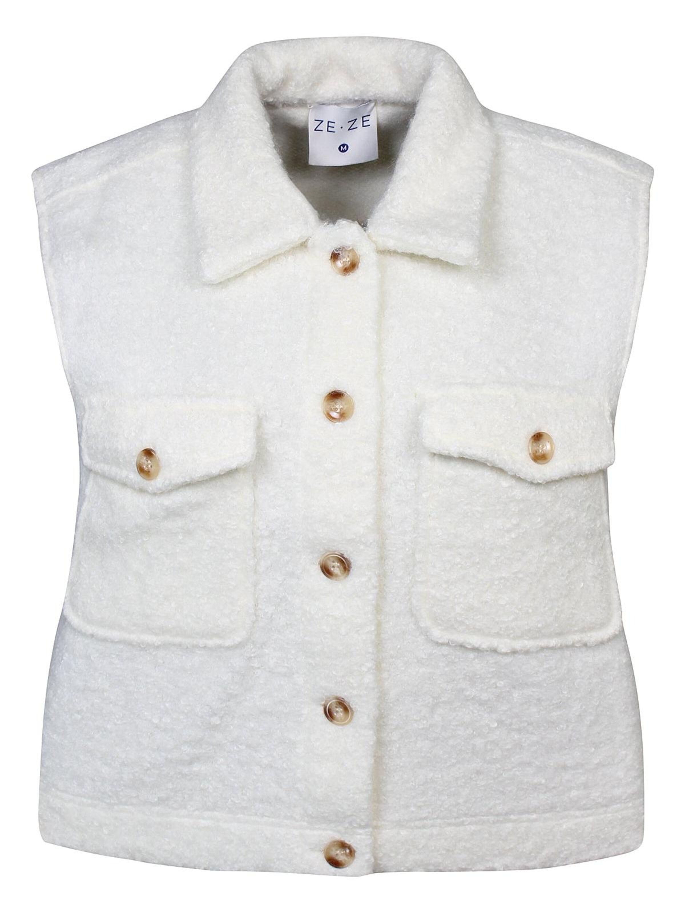ze-ze Bodywarmer 'Cikki 031' in Wit: voorkant