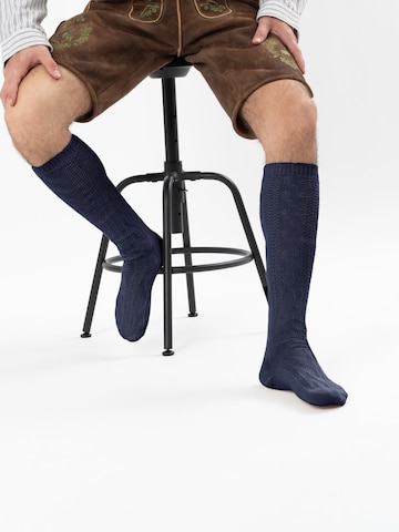 HerzSticht Traditional socks 'Bergdistel' in Blue