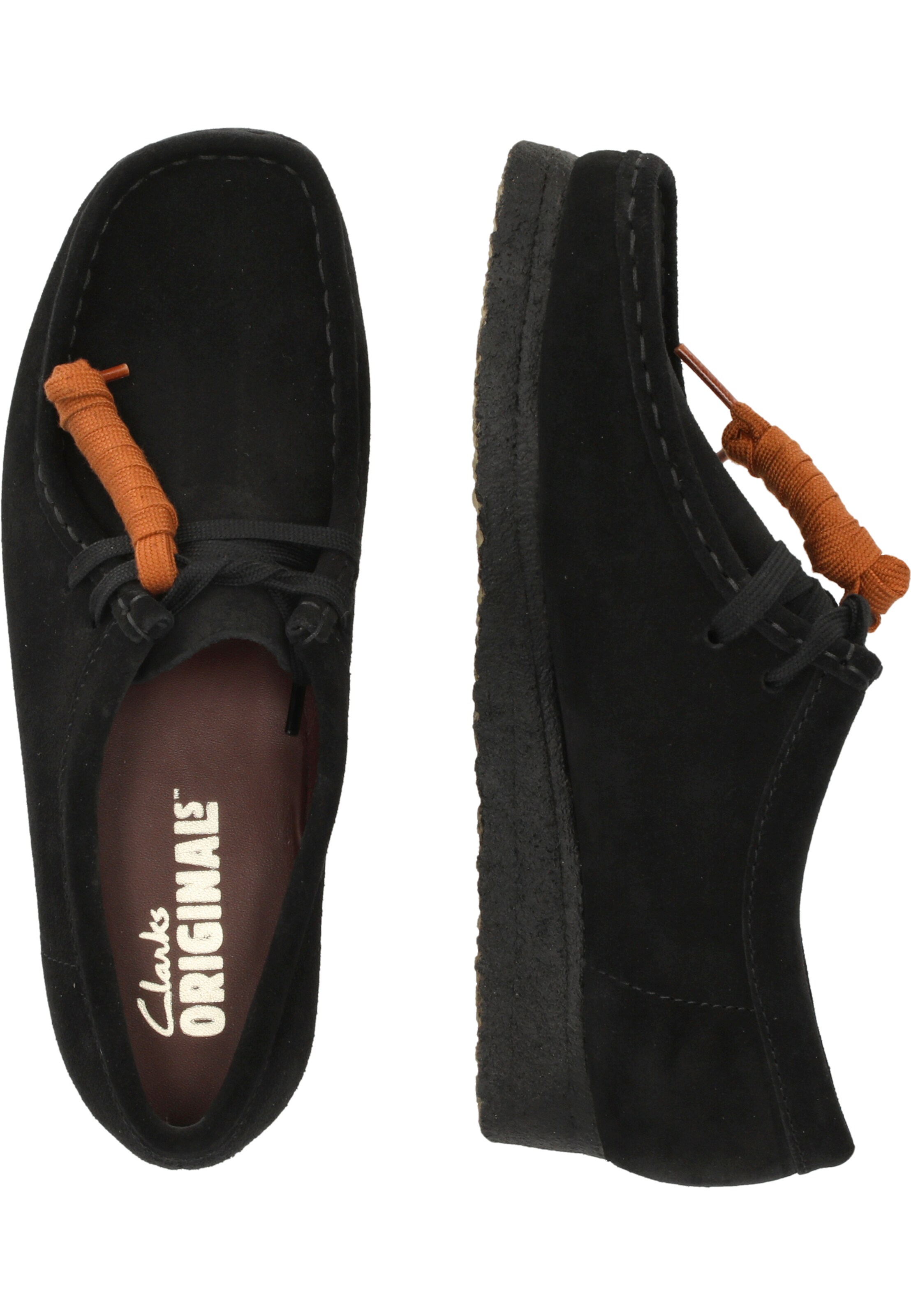 CLARKS Lace-up shoe 'Wallabee. Black Sde' in Black