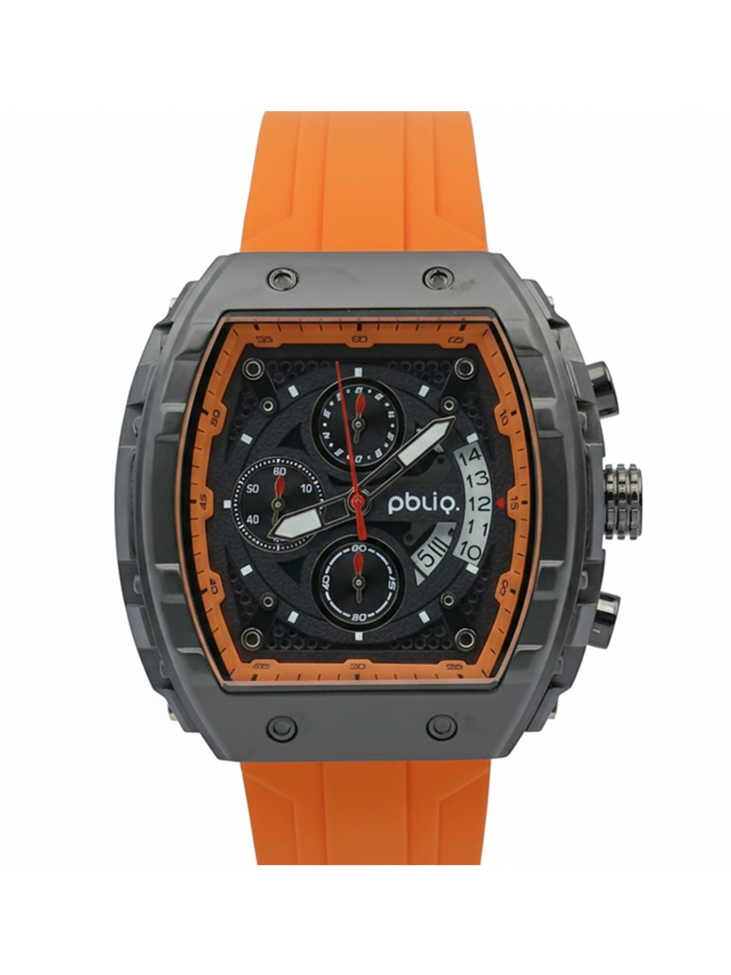 PBLIQ Analoog horloge 'PBLIQ Luxe Chronograaf Herenhorloge' in Oranje: voorkant