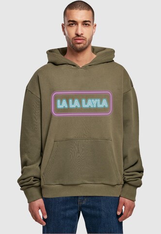 Merchcode Sweatshirt 'La La Layla' in Groen: voorkant
