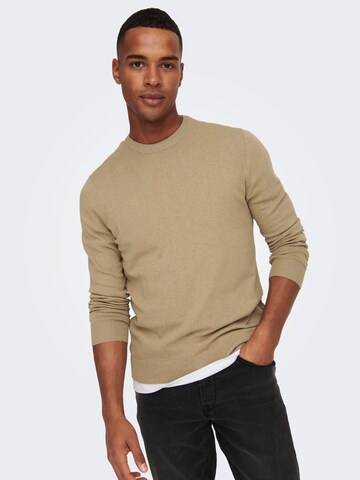 Only & Sons Sweater 'REX' in Brown: front