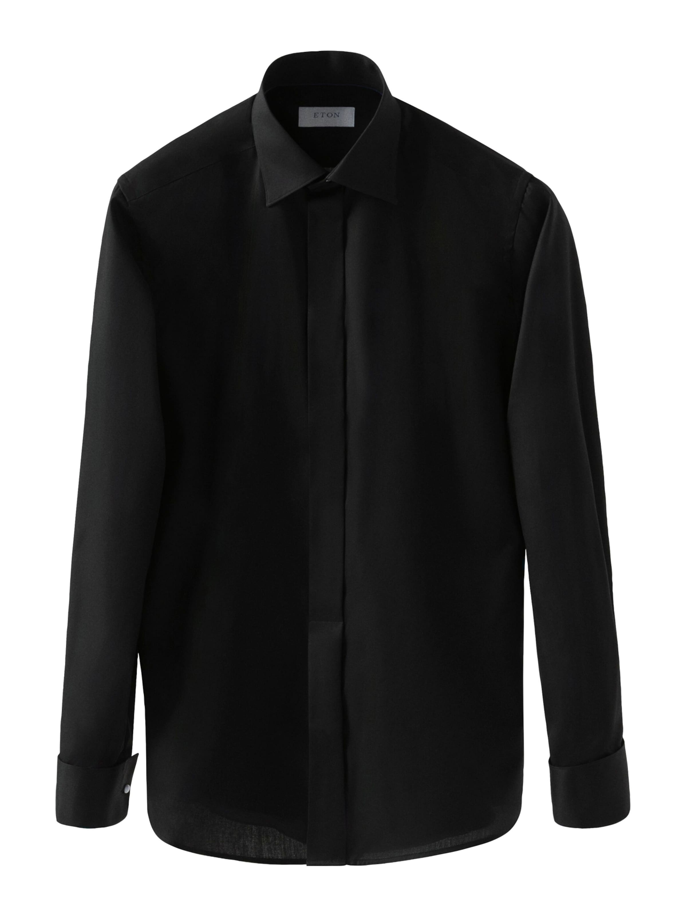 ETON Slim fit Button Up Shirt in Black: front