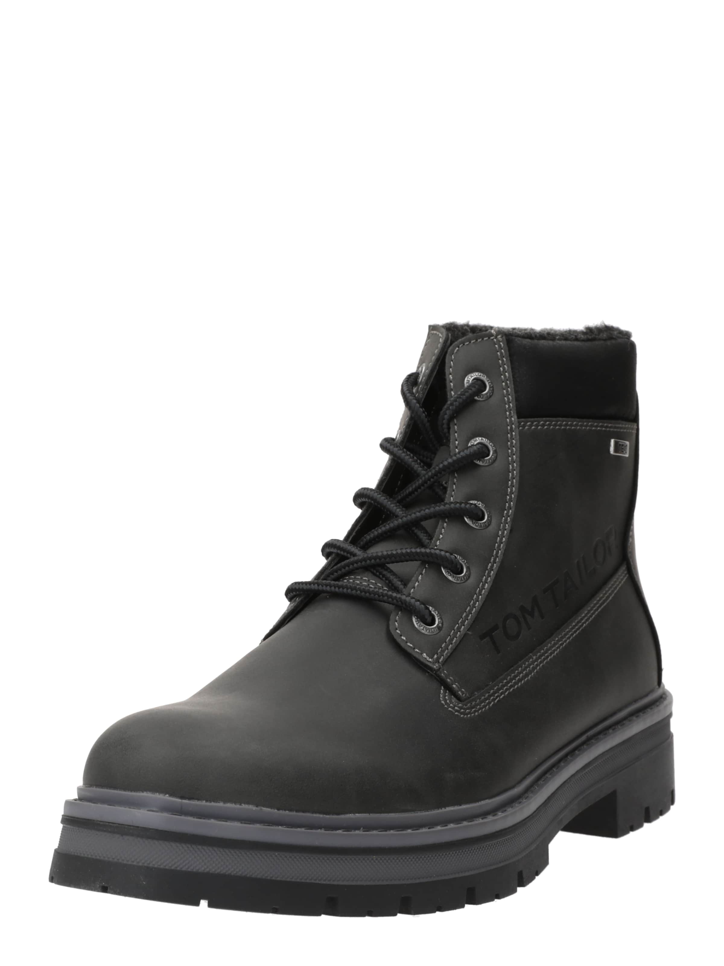 TOM TAILOR Lace-Up Boots in Grey: front