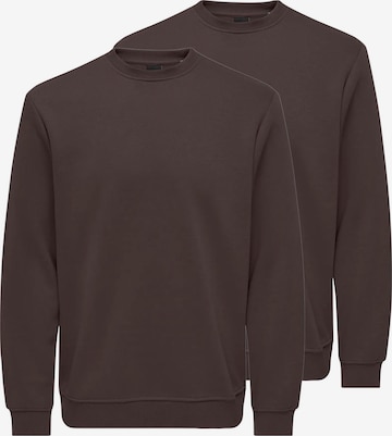 Only & Sons Sweatshirt 'Connor' in Brown: front