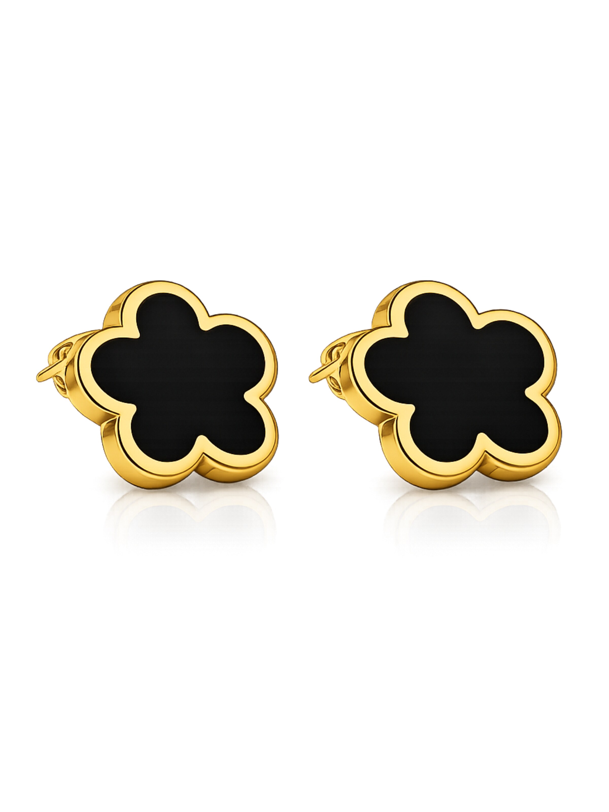 Pure Schmuck Earrings 'Clover Black' in Gold: front