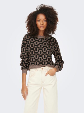 ONLY Sweater 'Geo' in Brown: front