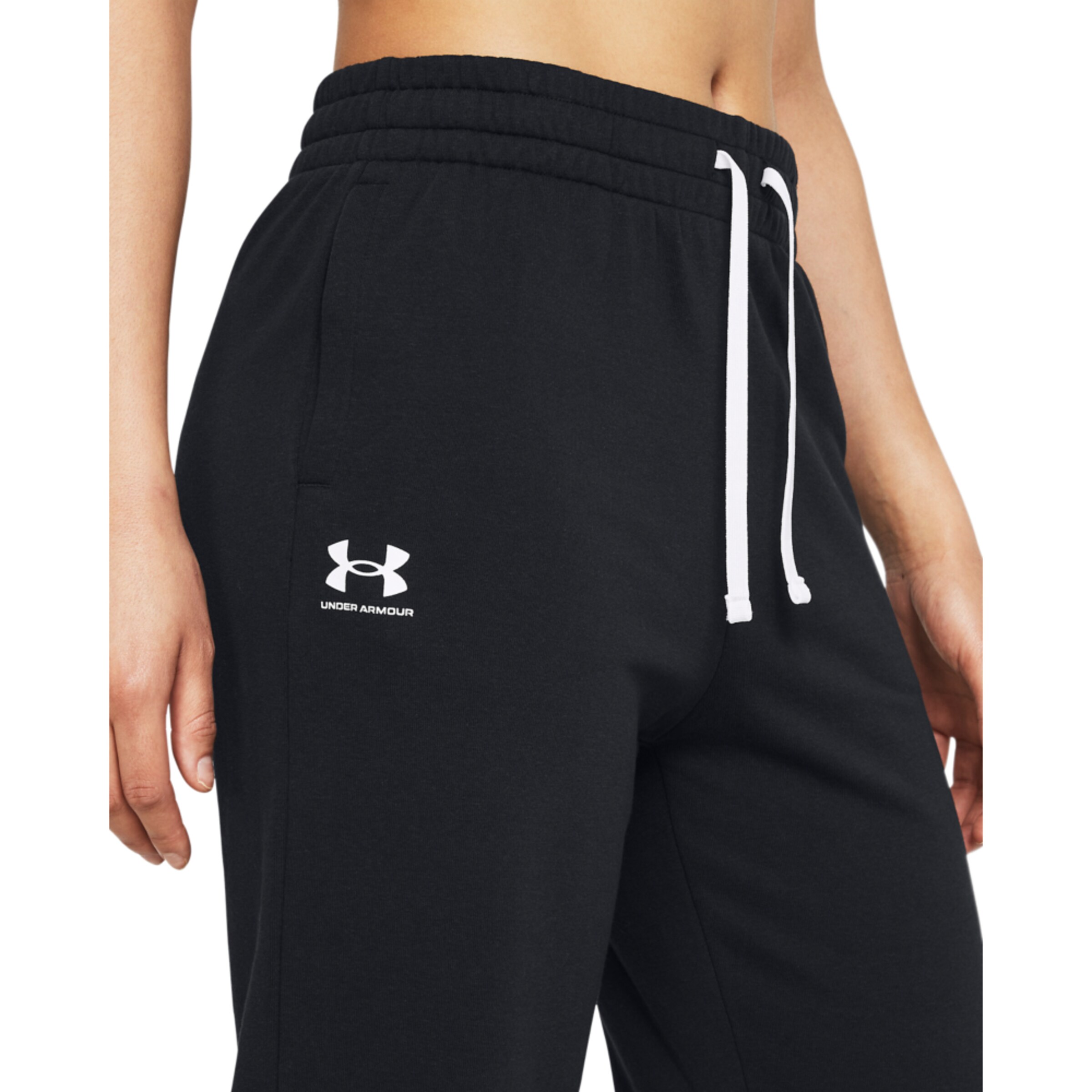 UNDER ARMOUR Tapered Sports trousers 'Rival Terry' in Black