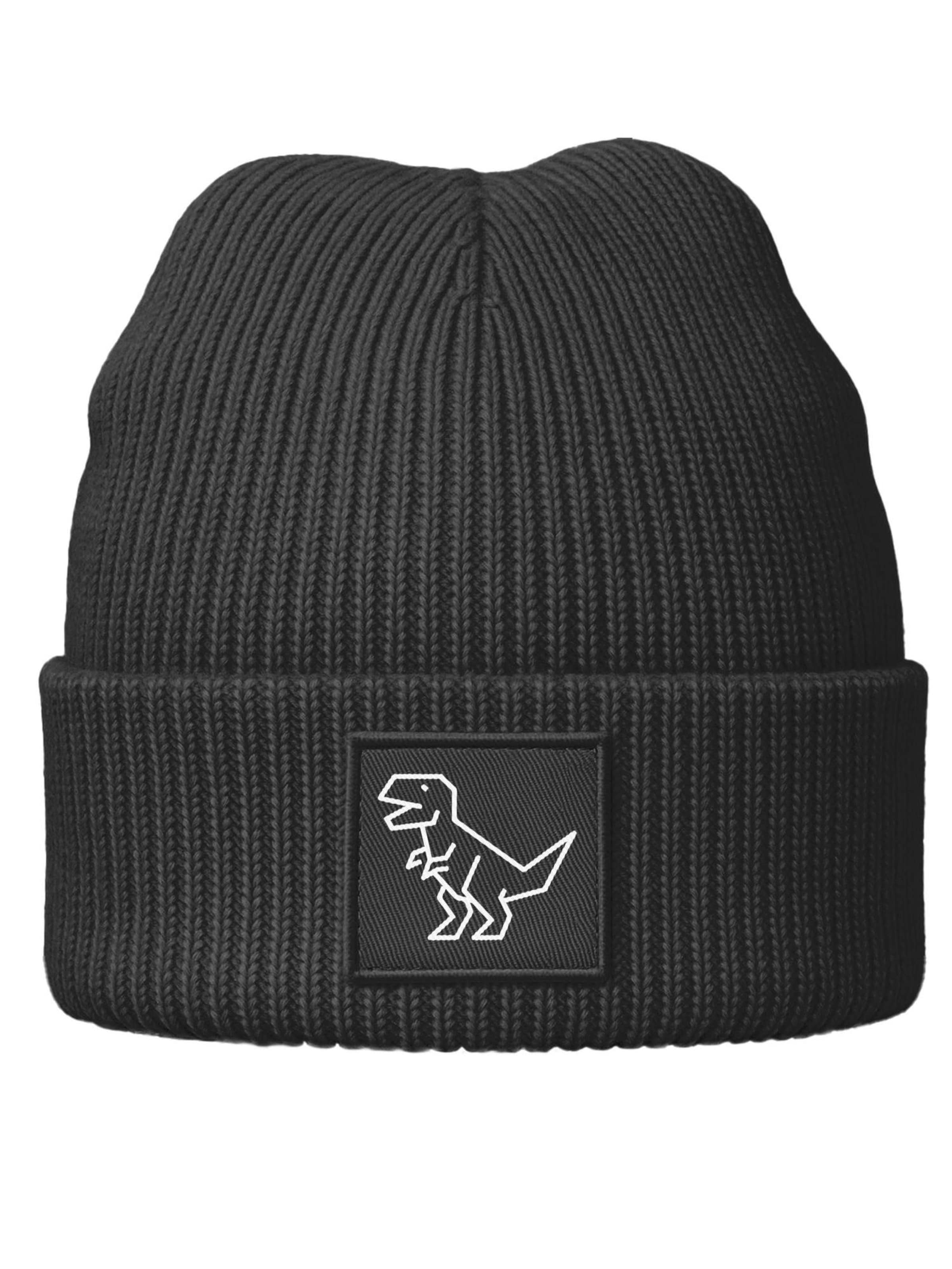 Neverless Beanie 'Polygon T-Rex' in Black: front