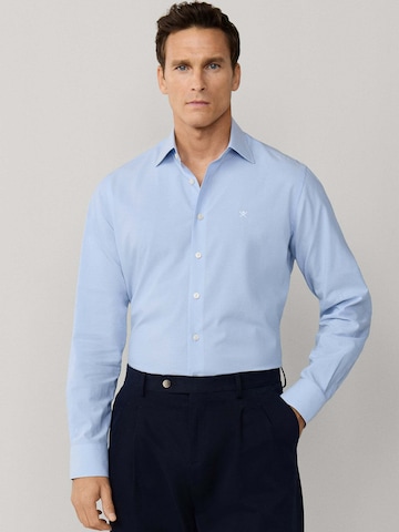 Hackett London Regular Fit Hemd 'END ON END' in Blau: Vorderseite