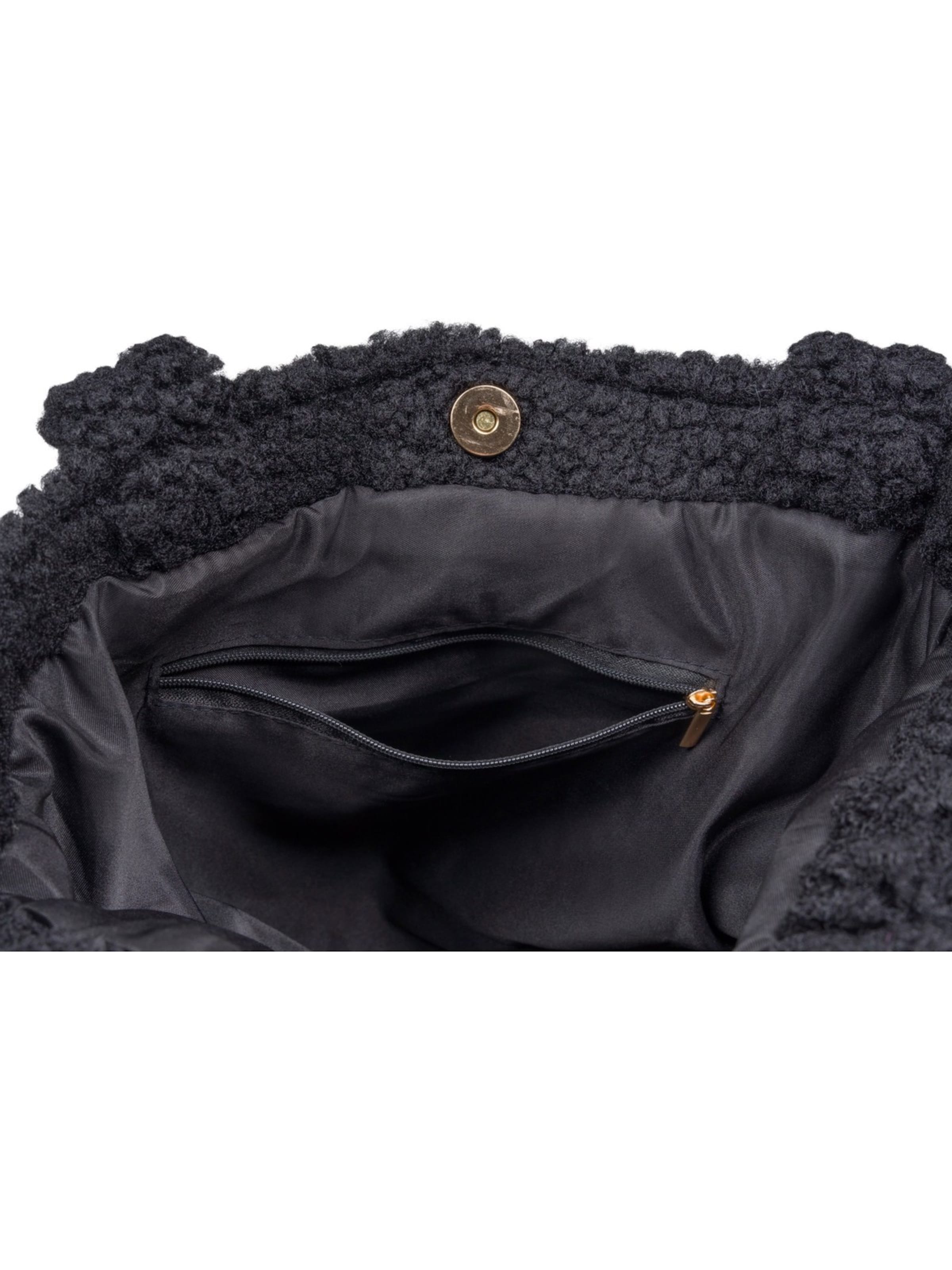 styleBREAKER Shoulder Bag 'Teddyfell Beuteltasche' in Black