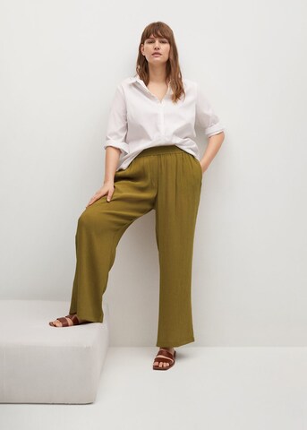 MANGO Wide leg Broek 'Fluber' in Groen